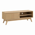 TV-Lowboard Eiche furniert rechteckig mit Schiebetür 120 x 40 x 55 cm