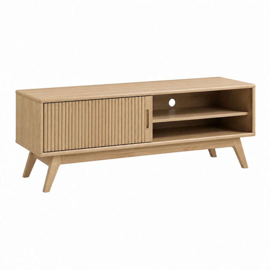 TV-Lowboard Eiche furniert rechteckig mit Schiebetür 120 x 40 x 55 cm