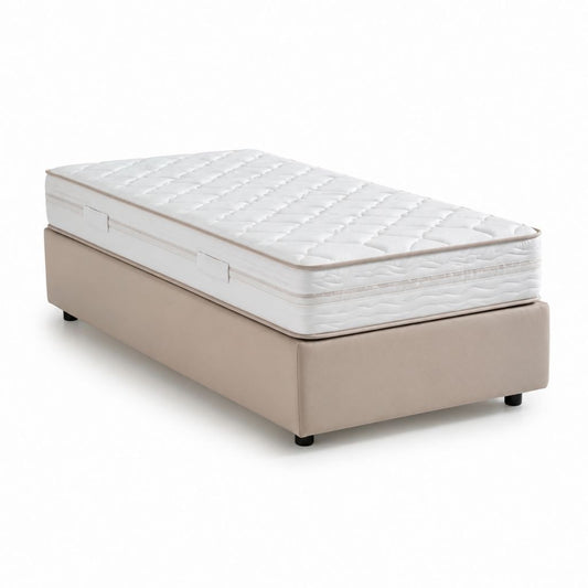 Stauraumbett Beige Polyester rechteckig 90 x 200 cm mit Matratze