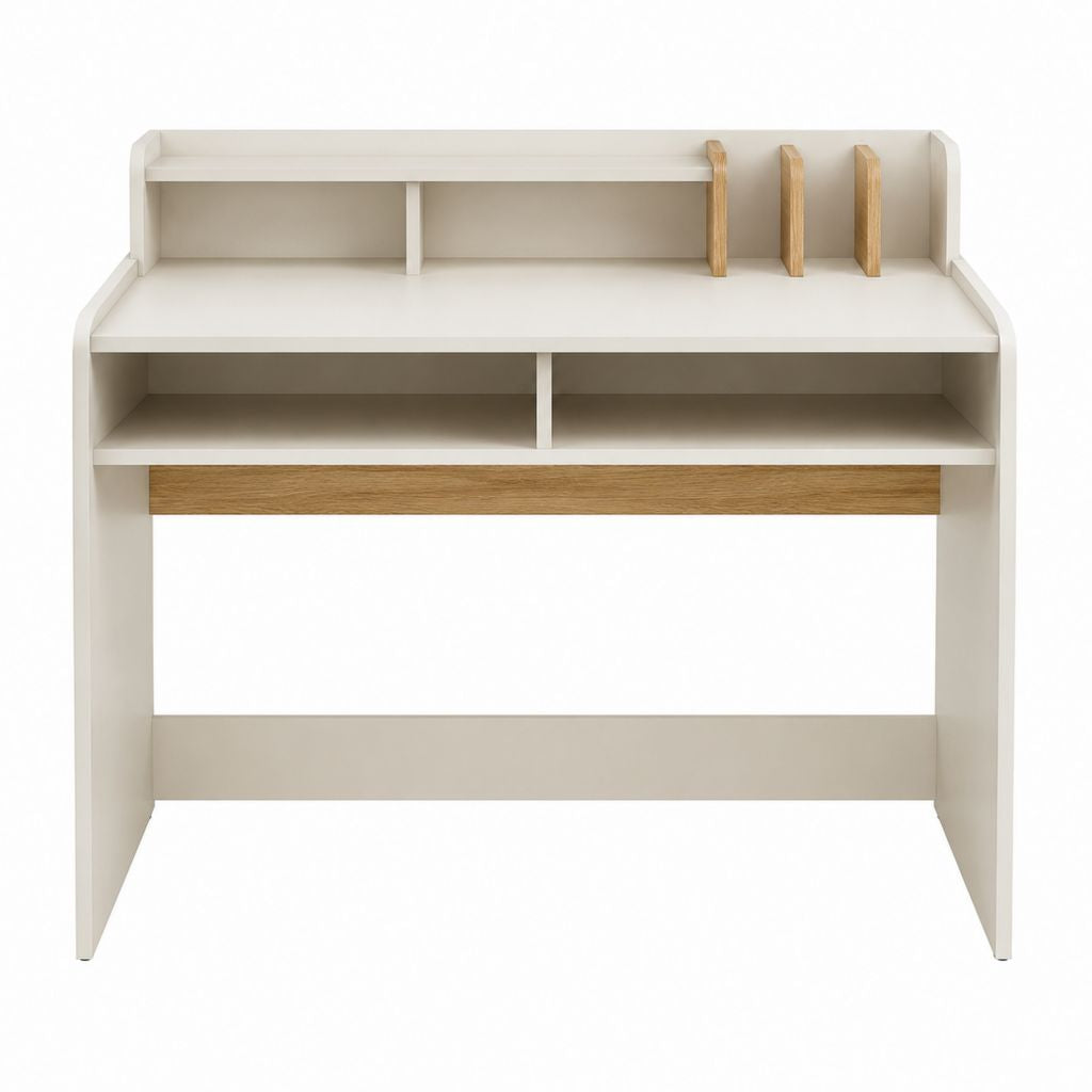 Schreibtisch mit Aufsatz Weiß Eichenoptik MDF Rechteckig 100 x 60 x 120 cm