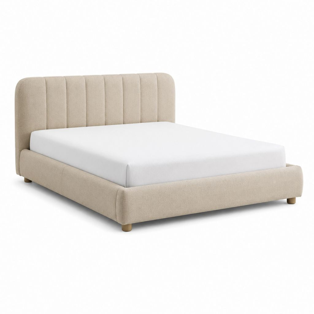 Stauraumbett Polsterbett Beige Polyester Rechteckig mit Bettkasten 160 x 200 cm