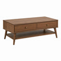 Couchtisch mit 2 Schubladen Walnussbraun MDF mit Walnussfurnier Rechteckig 110 x 60 x 45 cm