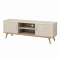 TV-Lowboard Beige mit geriffelten Türen MDF und Massivholz 160 x 40 x 55 cm