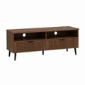 TV-Lowboard Nussbaumoptik mit Rillenfront aus MDF und Spanplatte 140 x 40 x 60 cm