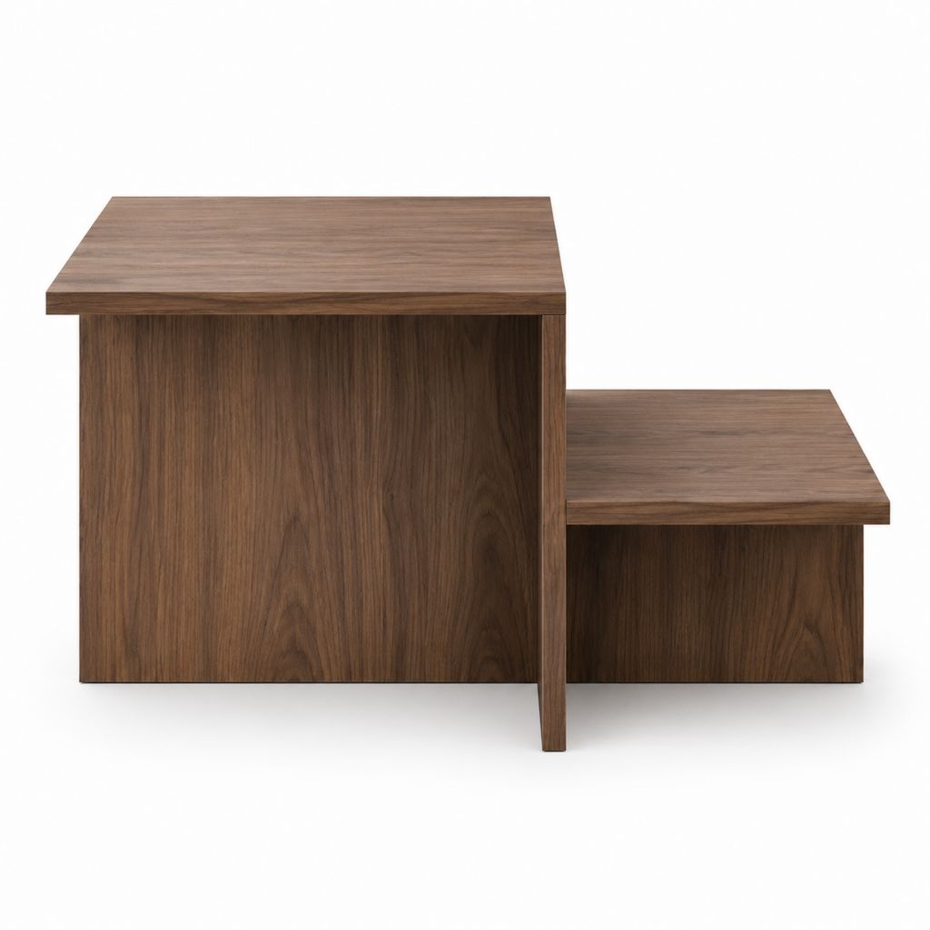 Couchtisch Set 2-teilig Nussbraun Holzwerkstoff Rechteckig 80 x 50 x 45 cm und 60 x 40 x 30 cm