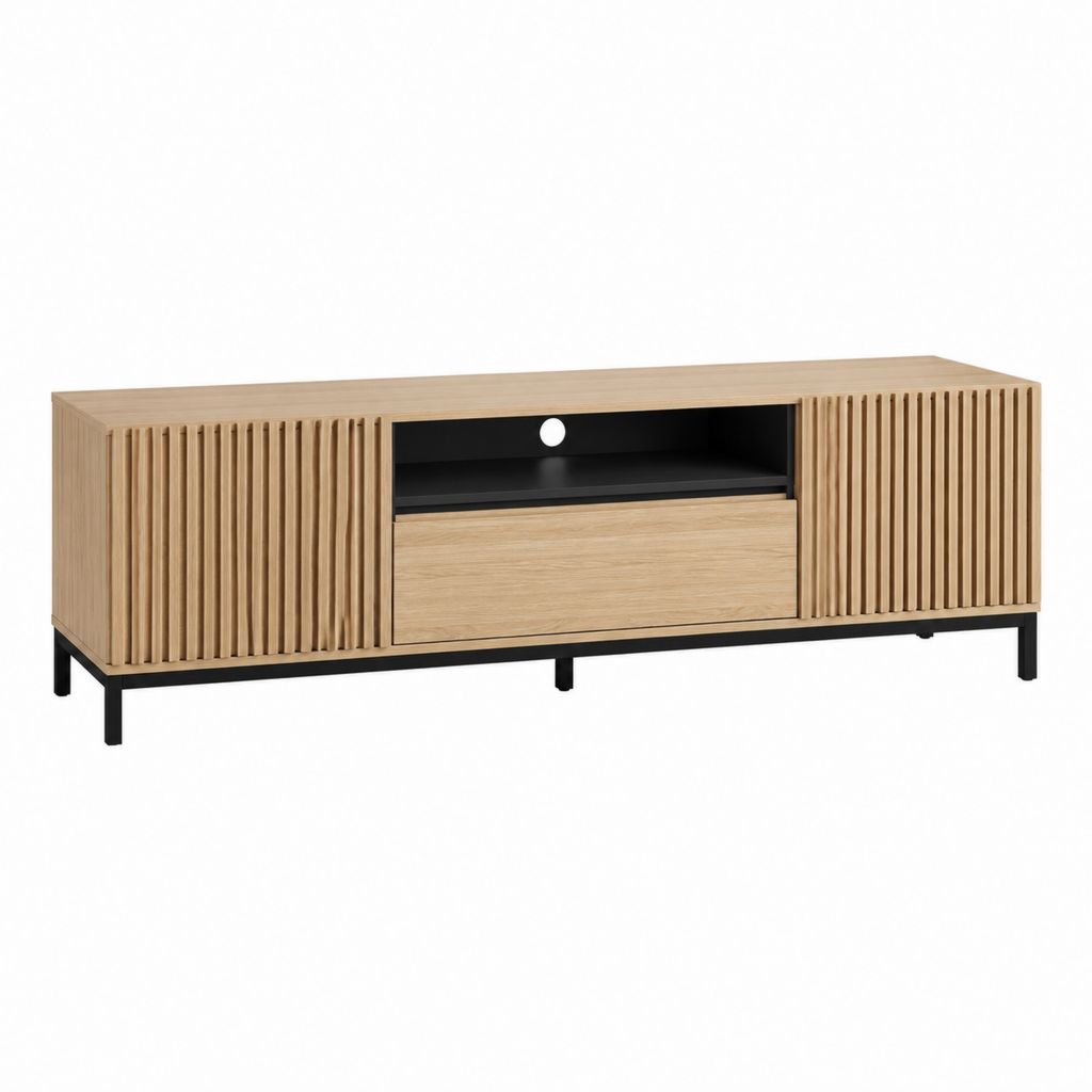 TV-Lowboard eichefarben aus MDF und Spanplatte rechteckig 160 x 40 x 55 cm