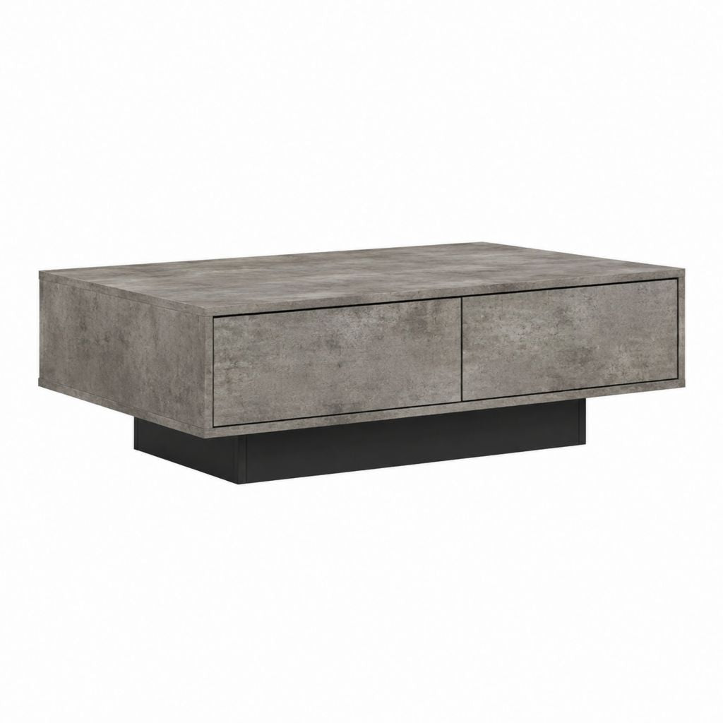 Couchtisch mit 2 Schubladen Grau Schwarz Spanplatte rechteckig 100 x 60 x 35 cm