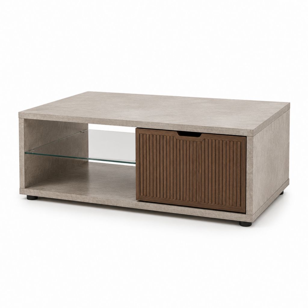 Couchtisch mit Stauraum Grau Braun Spanplatte Rechteckig 100 x 60 x 45 cm