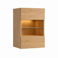 TV-Hängeschrank Eichefarben mit Glaseinlegeboden und LED-Beleuchtung 60 x 40 x 120 cm