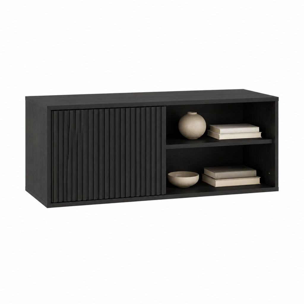 TV Lowboard Schwarz MDF Rechteckig mit Schiebetür 120 x 40 x 60 cm