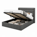 Stauraumbett Doppelbett Dunkelgrau PU-Kunstleder rechteckig mit Gasdruckfeder 180 x 200 cm