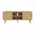 TV-Lowboard Natur aus massivem Mangoholz und Rattan 140 x 40 x 70 cm