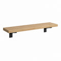 Wandregal Eiche Massivholz Natur mit schwarzen Stahlhalterungen 80 x 20 x 3.8 cm