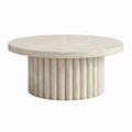 Runder Couchtisch Beige aus Faserbeton Ø 80 cm Höhe 38 cm